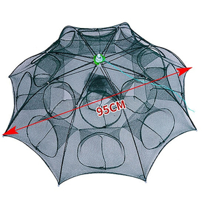 Nasse à poissons robuste pliable en nylon avec <span class=keywords><strong>filet</strong></span>, 4 à 24 trous, cage à crevettes automatique avec sacs à appâts, équipement <span class=keywords><strong>de</strong></span> <span class=keywords><strong>pêche</strong></span> - Product Image 2