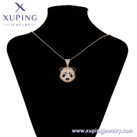 X000835716 Bijoux XUPING Plaqué Or 18K, Pendentif Homme Panda Animal Grand et Imposant, Entièrement Sertie de Pierres, Style Tendance