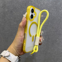 Coque de téléphone translucide en PC et TPU avec dragonne, étui de protection magnétique givré en PC pour iPhone 17 Pro Max
