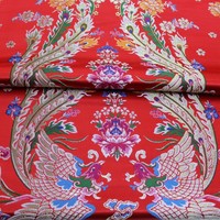 Broderie Jacquard en gros de tissu de brocart de conception classique chinoise de Phoenix pour le tissu de mariage de Textile à la maison