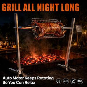 Support <span class=keywords><strong>de</strong></span> rôtissoire en acier inoxydable 304, 129x75cm, panier amovible en option, moteur 15W 30W 45W, pour agneau et cochon entiers, CE-EMC CE-LVD - Product Image 6