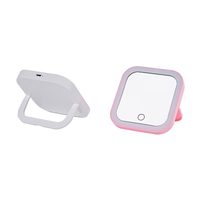 Compact Petit Mini Cadeau Vanité Table Led Lumières Portable À Main Poche Maquillage Miroir 2X Grossissant