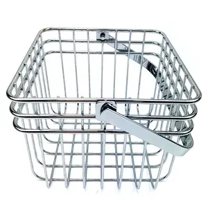 Metal wire iron tote shopping basket kitchen storage basket with handle