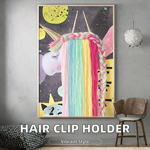 Organisateur d'accessoires pour cheveux <span class=keywords><strong>Licorne</strong></span> en coton, support <span class=keywords><strong>mural</strong></span> pour pinces et nœuds, décoration intérieure pour filles et femmes - Product Image 3