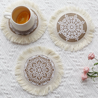 Napperon de Table rond en lin tissé, en Jute, décoratif de style nordique, pour Table, assiettes à manger, tapis de Table