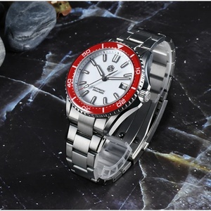 Montre pour homme San Martin SN0129D avec lunette saphir, cadran émaillé, mouvement NH35, date à 3 heures, étanche 20 bars, luminescence BGW-X1 / orange - Product Image 3