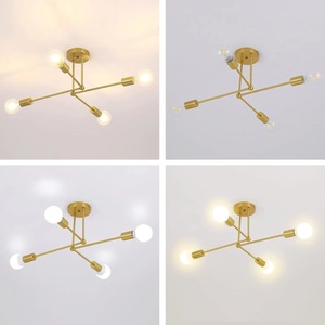 Plafonnier Doré Personnalisable Style Sputnik Moderne Vintage 4 Lumières Culot E27 Forme DIY pour Chambre <span class=keywords><strong>Salon</strong></span> <span class=keywords><strong>Cuisine</strong></span> Restaurant - Product Image 6