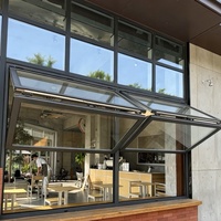 Fenêtre pliante de balcon, cadre en aluminium noir pour comptoir de café moderne