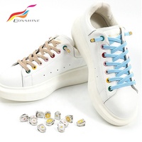 Système de lacets sans nœuds en métal plat, embout brillant en diamant, boucle de lacet de chaussure, pinces à griffes avec dents