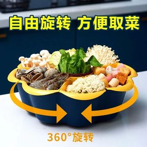 Rotating Hot Pot Vegetable Platter Double Layer Round Plastic Multifunctional <b>Side</b> Dish <b>Plate</b> For Home Party Use - Product Image 3