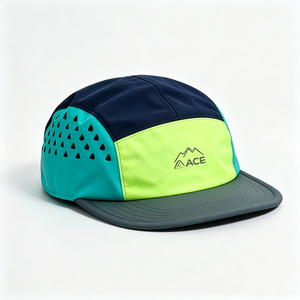 Gorra Deportiva de 5 Paneles con Logotipo Personalizado, Secado Rápido, para Ciclismo y Running, con Orificios Cortados con Láser, Transpirable, Visera Plana, para Campamento y Deportes al Aire Libre, 100% Poliéster - Product Image 3