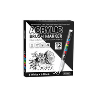 Marqueur acrylique oblique à pointe souple liquide directe noir et blanc pour l'art des étudiants, haute brillance, papier peint à la main pour enfants, bricolage