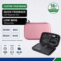 Tas Penyimpanan Portabel dengan Kantong Jala untuk Hard Disk EVA Kustom, Kabel Data, Aksesori Earphone.