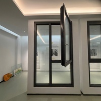 Ventana Combinada Fija y Abatible de Aluminio con Rotura de Puente Térmico, Doble Acristalamiento de Vidrio Templado, Ventilación Lateral, Tamaño Personalizado