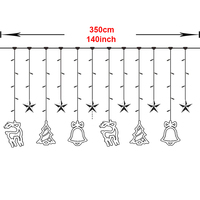 Guirlande lumineuse de Noël à 110 V avec prise américaine, 8 modes, 138 LED, motifs étoiles, cloches, rennes, pour décoration de fenêtre et de fête