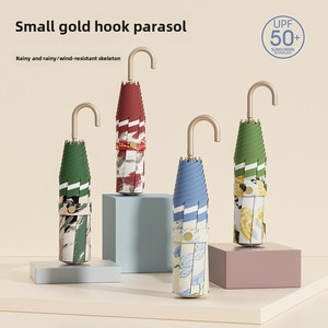 <span class=keywords><strong>Parapluie</strong></span> à crochet en or français pour femmes <span class=keywords><strong>parapluie</strong></span> <span class=keywords><strong>de</strong></span> soleil pliable <span class=keywords><strong>haut</strong></span> <span class=keywords><strong>de</strong></span> <span class=keywords><strong>gamme</strong></span> double usage fort 8K EVA Portable Anti-UV Parasol moderne - Product Image 2