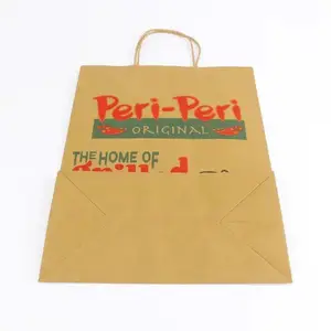 Nouvelle arrivée sac en papier kraft brun imprimé personnalisé sac en papier poulet frit avec logo