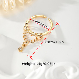 Bague Étoile Géométrique Dorée Réglable avec Sertissage Pavé pour Femme – Bijou de Soirée - Product Image 2