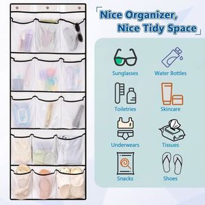 Heavy-Duty Magnetic Cruise Door Organizer, Mesh & Non-woven with Metal <b>Hooks</b>, 15 Pockets for Cruise Cabin Storage Bag - Product Image 4