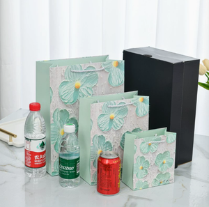 Bolsa de regalo personalizada con diseño floral en relieve al óleo de Monet, bolsa de papel artística, accesorio decorativo, bolsa de regalo de cumpleaños, set de regalo de recuerdo - Product Image 6
