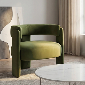 Velvet <strong>Accent</strong> <strong>Chair</strong> Retro Geometric Lounge <strong>Chair</strong> with Sturdy Solid Wood Legs Olive <strong>Green</strong> Upholstered Furniture for Living Room - Product Image 4