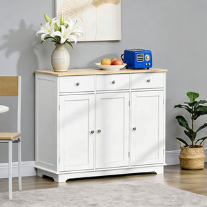 Meuble de cuisine multifonctionnel en bois, buffet de salle à manger avec rangement, étagères réglables, 3 tiroirs, 3 portes - Product Image 3