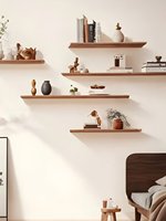 Étagère murale flottante en bois massif style Wabi-sabi vintage, bibliothèque de rangement à une barre, meuble de maison
