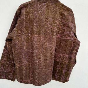 Gypsy Thread Kantha Hand Woven Women's Regular Autumn Finished Reversible Breathable Cotton <b>Winter</b> <b>Quilted</b> Jacket Floral - Product Image 3