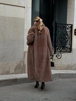 Manteau long en fausse fourrure pour femme avec ceinture, luxueux et moelleux, pour l'hiver, élégant et chaud, vente en gros OEM ODM