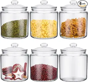 Groothandel Glazen Cookie Candy Penny Jar Met Glazen Deksel 1 Gallon Ouderwetse Doorzichtige Ronde Opslagcontainer