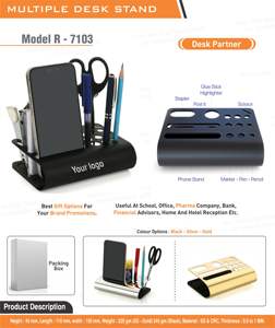 ที่จัดระเบียบโต๊ะอเนกประสงค์พร้อมที่วางโทรศัพท์ ที่ใส่ปากกา ดินสอ เครื่องเย็บกระดาษ กรรไกร สำหรับใช้ในสำนักงานและที่บ้าน - Product Image 2