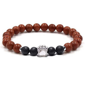 Mode fait à la main naturel 8MM oeil de tigre perles de cristal Bracelet alliage chat empreinte élastique Bracelet Animal - Product Image 6