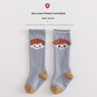 Chaussettes pour bébé nouveau-né en polaire corail jacquard, respirantes, antidérapantes, au-dessus du genou, en spandex/polyester, pour l'automne