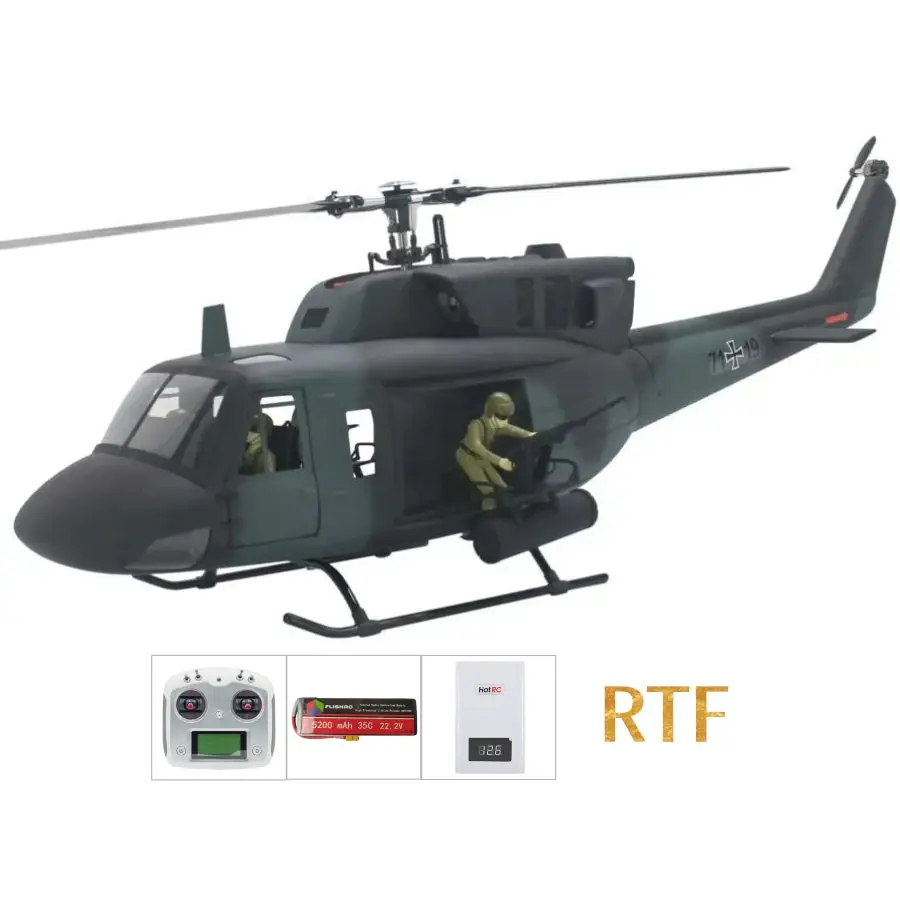 FLISHRC Roban UH-1N Bell 212 500 Tamanho Helicóptero Balança de reboque lâminas de rotor GPS com Controlador de vôo H1 RTF Não Voar Asa