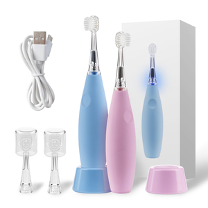 Brosse à dents en silicone souple pour enfants, 2 têtes, rechargeable, batterie 400 mAh, charge sans fil, étanche IPX7, 31200 VPM, silencieuse - Product Image 2