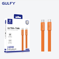 Câble USB-C vers USB-C GULFY avec charge rapide PD 60W et conception plate tressée en nylon pour iPhone 17 et Android