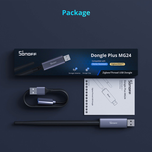 SONOFF External USB Dongle Plus MG24 Zigbee Thread EFR32MG24 New-Powerful Chip Max 4.5dBi High-Gain Antenna Aluminum Zigbee2MQTT