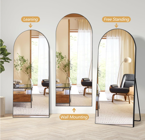 170*70 Norhs Moderner Wohnzimmer Gold-Schwarzer Aluminium/Metall-Rahmen Halbkreisförmiger Schminkspiegel Wanddekoration Bogenförmiger Standspiegel - Product Image 5