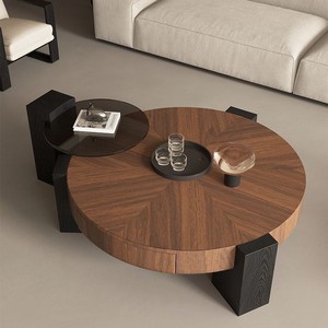 Juego de <span class=keywords><strong>mesa</strong></span> de centro Majlis árabe de Oriente Medio, <span class=keywords><strong>mesa</strong></span> redonda de almacenamiento de nogal para el hogar interior - Product Image 6