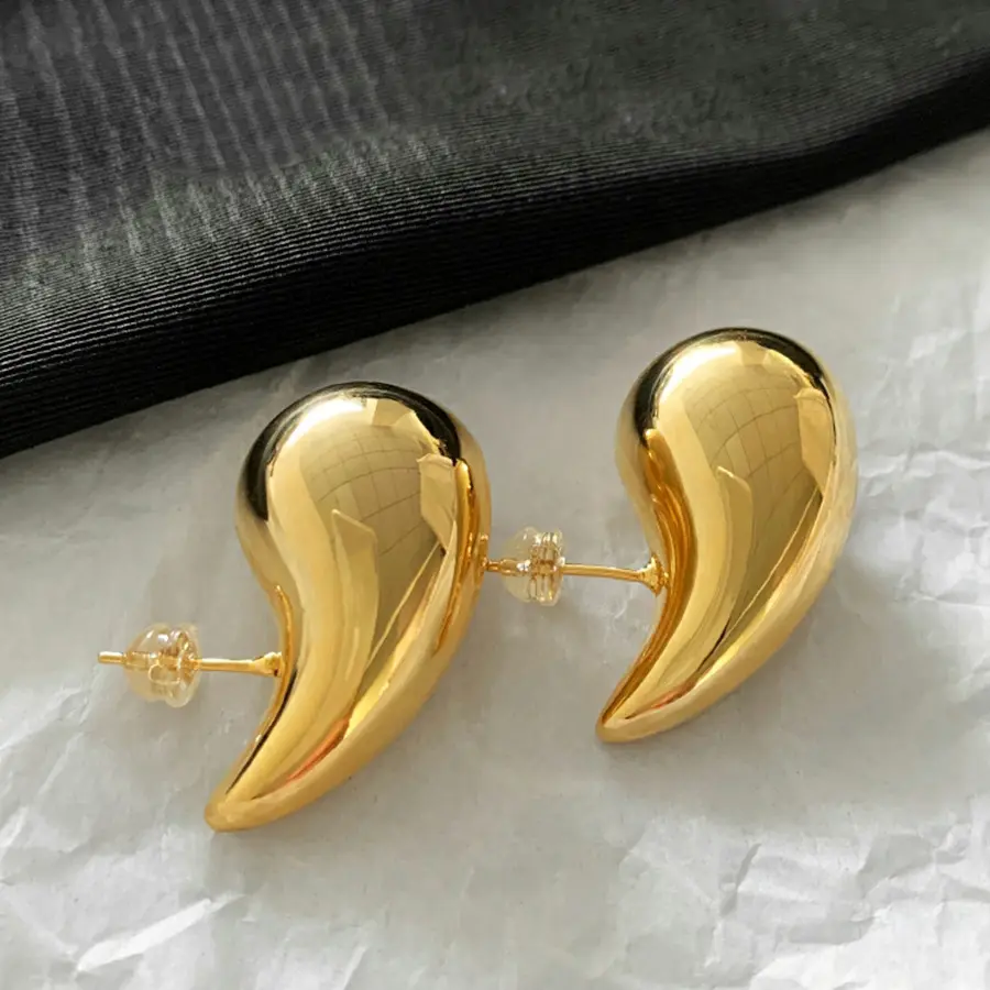 תכשיטים מותאמים אישית באיכות גבוהה מכירת חמה עגילים בצורת טיפת מים לנשים עגיל טיפת דמעות זהב מנירוסטה שמנמנה