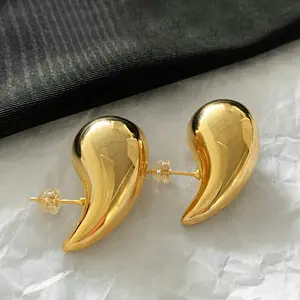 Personalized Jewelry High Quality Hot Selling Water Drop Shaped Earrings For Women Chunky Stainless Steel Gold Tear Drop Earring