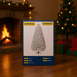 Homeera Christmas Tree 50cm 170T White Artificial Tree With Fiber Optic Tips And Snowflakes For Holiday Decor - Product Image 2