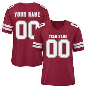 Custom Burgundy <b>White</b>-Gray Classic Style Authentic <b>Football</b> Jersey - Product Image 1
