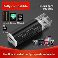 Lector de Tarjetas USB 2.0 4 en 1, Adaptador Multi Ranura para Tarjetas de Memoria SD, Micro SD, TF, MS, M2, Portátil, OTG, para Computadora Portátil, PC, Cámara, Teléfono