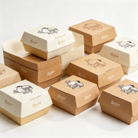 ODM Benutzerdefiniertes Logo Robuste Faltbare Umweltfreundliche Einweg-Burger-Box Vierfarbdruck Kraftpapier Takeaway-Box Großhandel