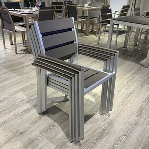 Coets métal aluminium brossé salle à manger extérieur restaurant accoudoir fauteuils chaises ensemble de chaises en aluminium pour Restaurant - Product Image 1