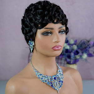 Perruques <span class=keywords><strong>Coupe</strong></span> <span class=keywords><strong>Courte</strong></span> Afro Crépus Bouclé Perruque 100% <span class=keywords><strong>Cheveux</strong></span> Humains Bouclés Brésiliens <span class=keywords><strong>Pour</strong></span> Femmes Noires Full Machine Perruques Courtes <span class=keywords><strong>Coupe</strong></span> Pixie - Product Image 4