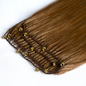 डबल खींचा रेमी हेयर वेफ्ट एक्सटेंशन लाइन क्रोकेट मानव बाल उच्च गुणवत्ता वाले पंखों के साथ - Product Image 5