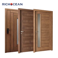 Portes d'entrée en bois et verre RICHOCEAN, résistantes aux intempéries, en teck de luxe, porte d'entrée pour villa, économie d'énergie