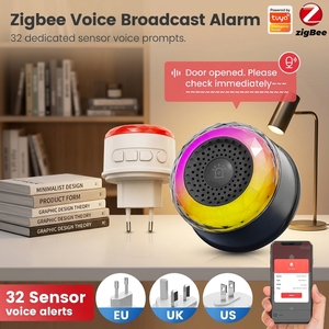 Sirena de Alarma Inteligente Tuya Zigbee con Anuncios por Voz, Alerta de Voz Específica por Sensor de 32 Escenas, 105dB, Funciona con 3 Modos de Luz - Product Image 1